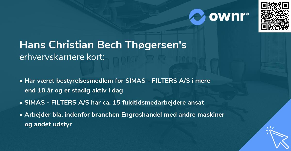 Hans Christian Bech Thøgersen's erhvervskarriere kort