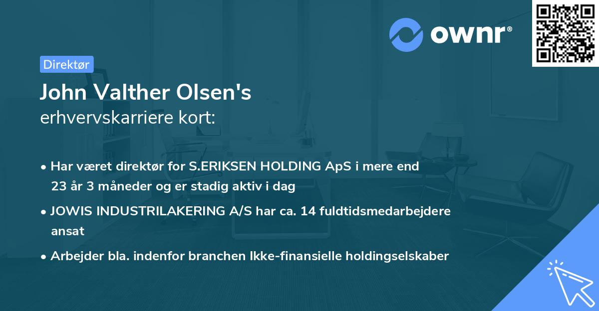 John Valther Olsen's erhvervskarriere kort