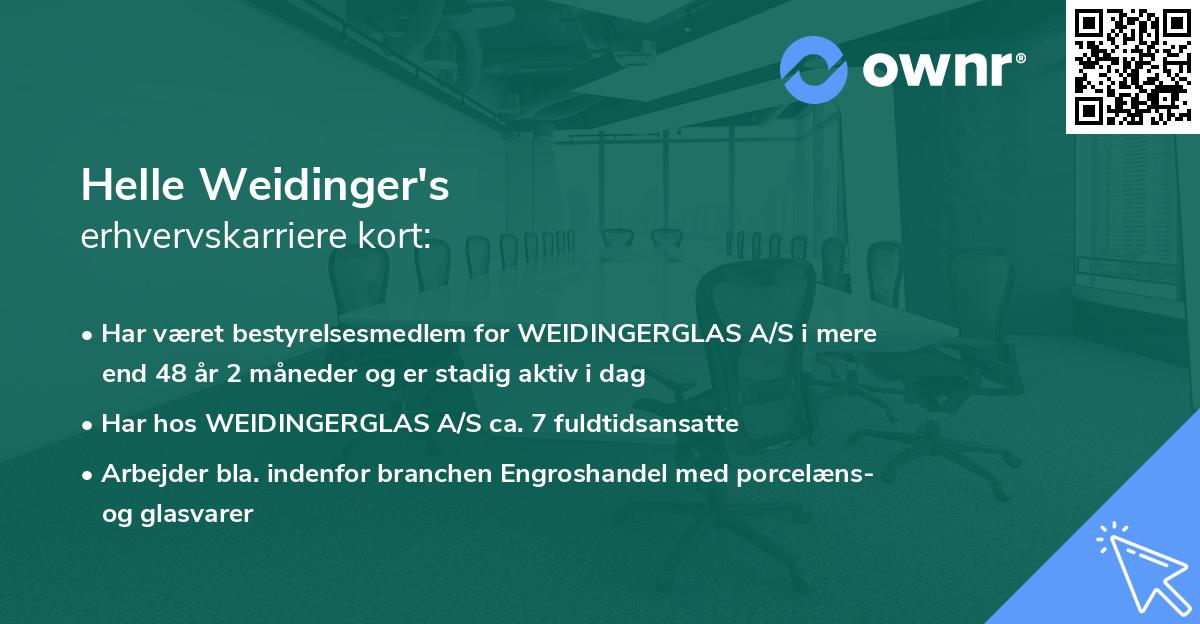 Helle Weidinger's erhvervskarriere kort