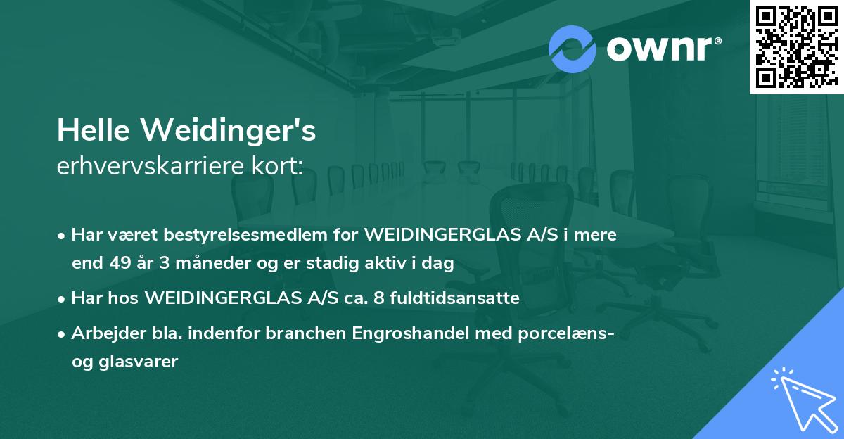 Helle Weidinger's erhvervskarriere kort
