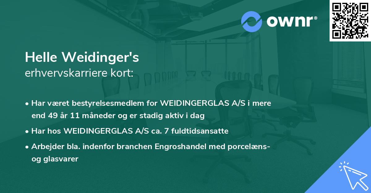 Helle Weidinger's erhvervskarriere kort