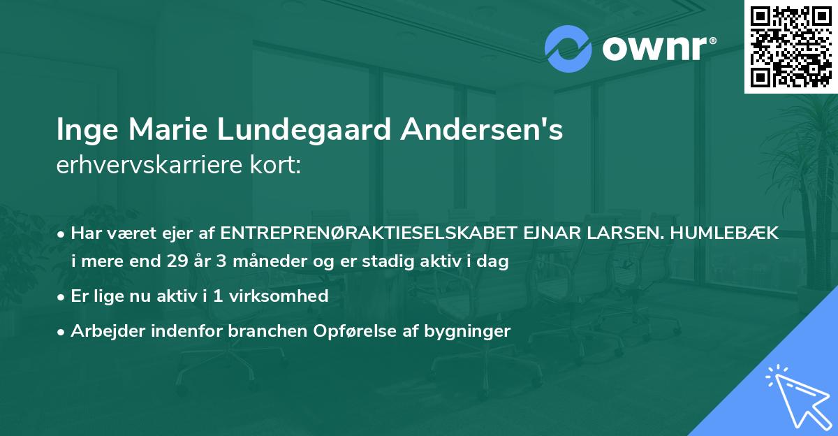 Inge Marie Lundegaard Andersen's erhvervskarriere kort