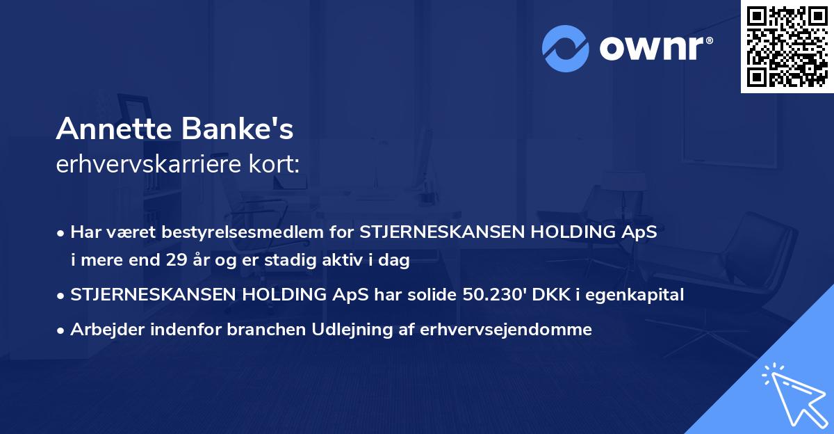 Annette Banke's erhvervskarriere kort