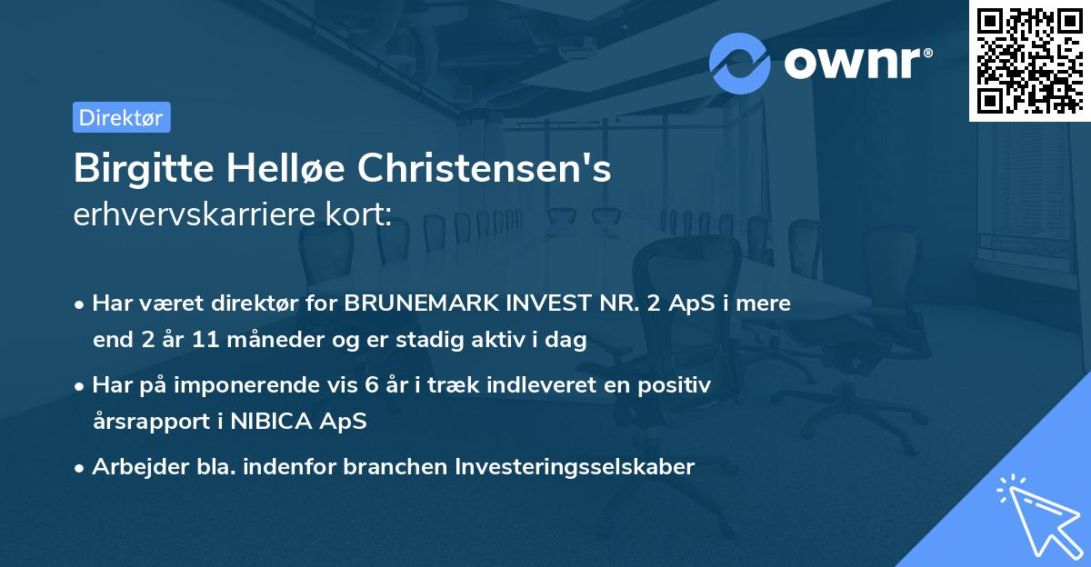 Birgitte Helløe Christensen's erhvervskarriere kort