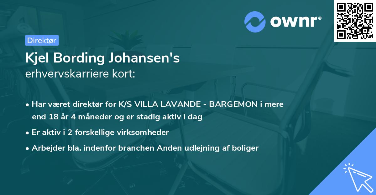 Kjel Bording Johansen's erhvervskarriere kort