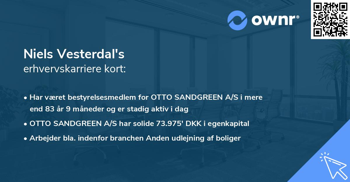 Niels Vesterdal's erhvervskarriere kort
