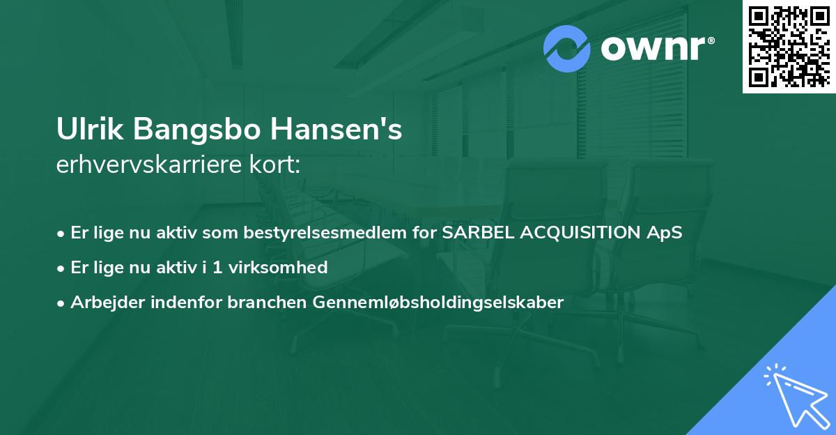 Ulrik Bangsbo Hansen's erhvervskarriere kort