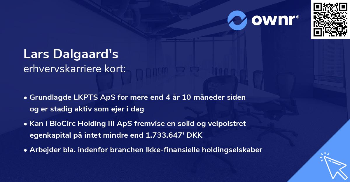 Lars Dalgaard's erhvervskarriere kort
