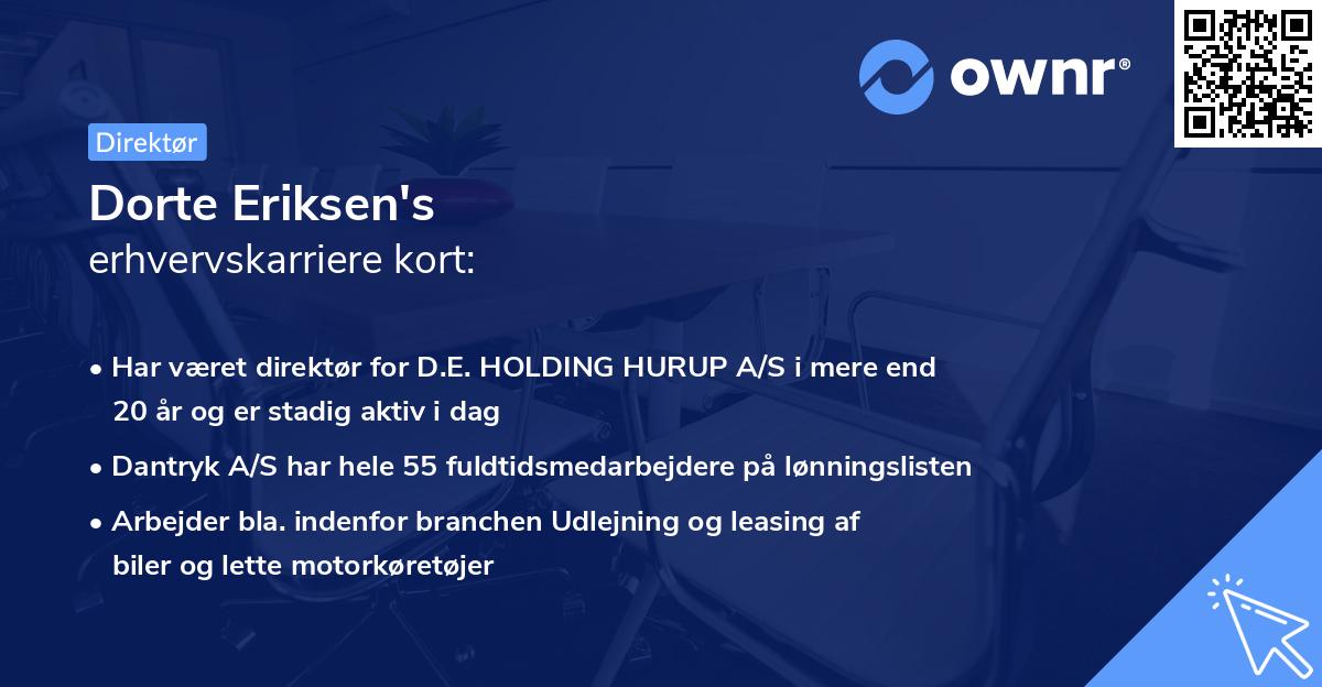 Dorte Eriksen's erhvervskarriere kort