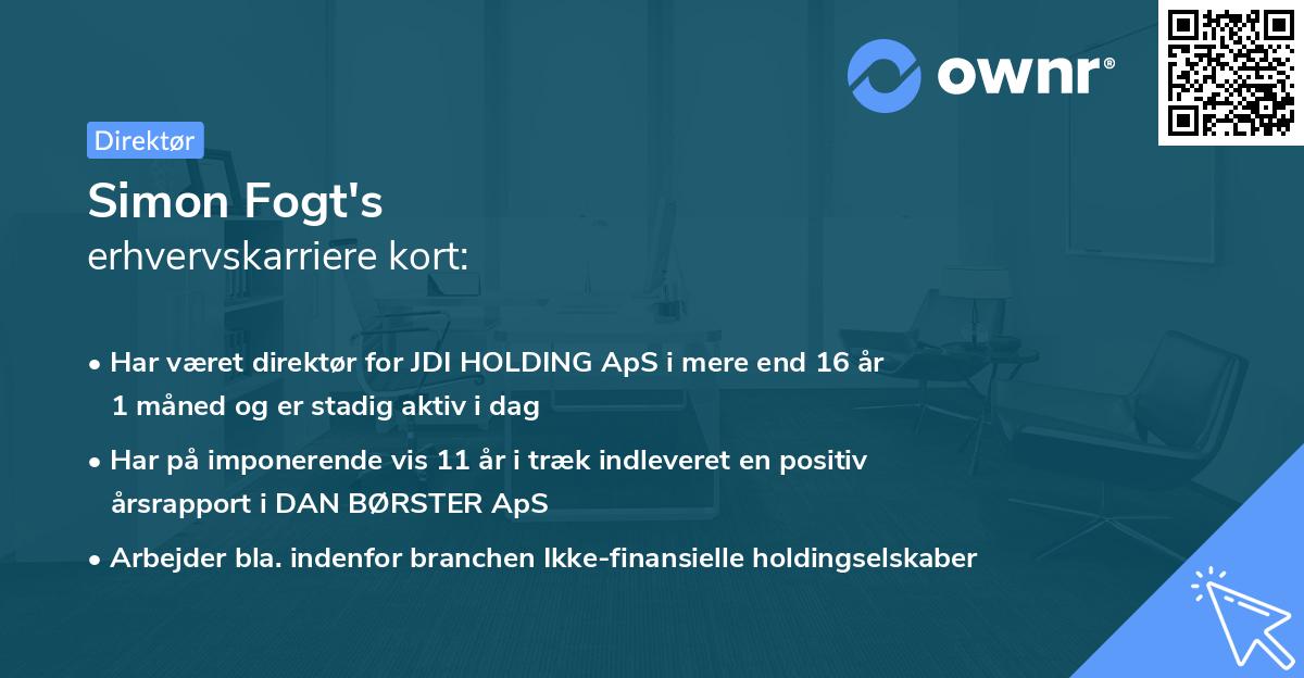Simon Fogt's erhvervskarriere kort