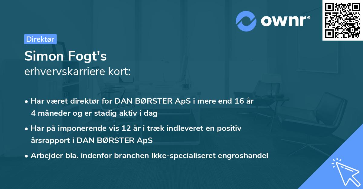 Simon Fogt's erhvervskarriere kort