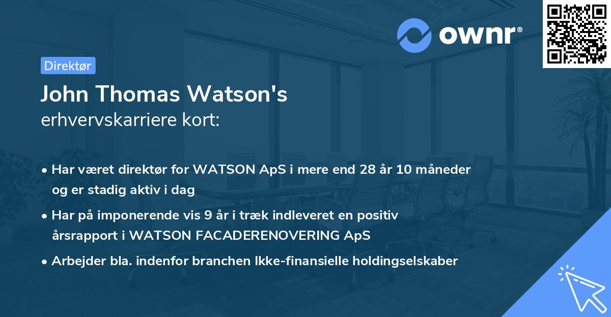 John Thomas Watson's erhvervskarriere kort