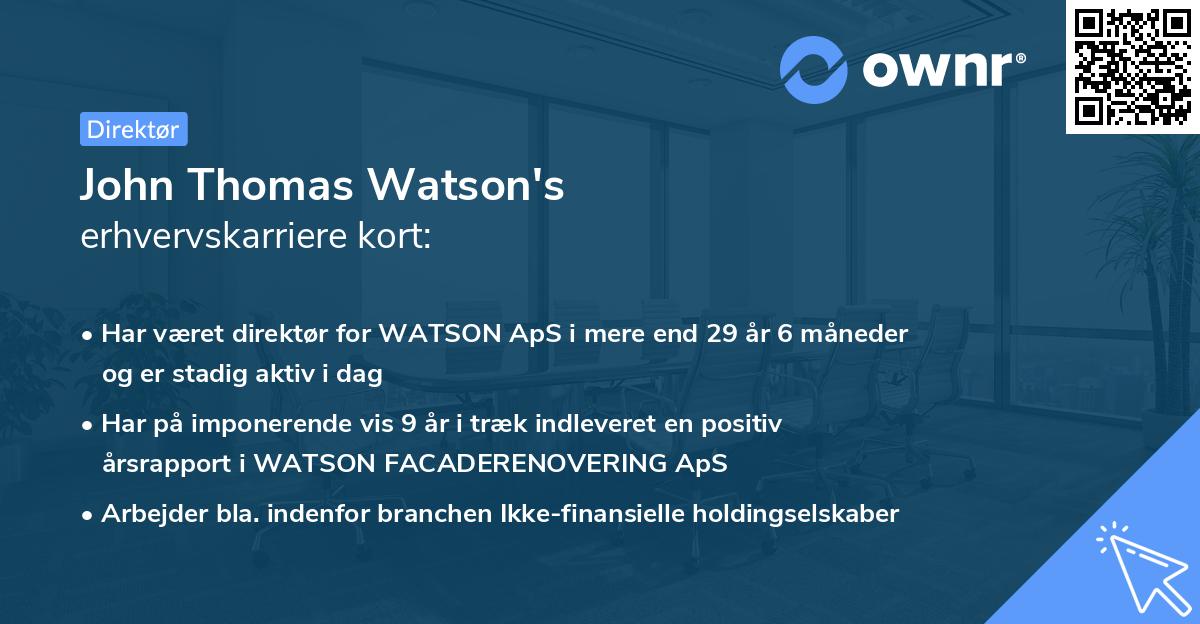 John Thomas Watson's erhvervskarriere kort