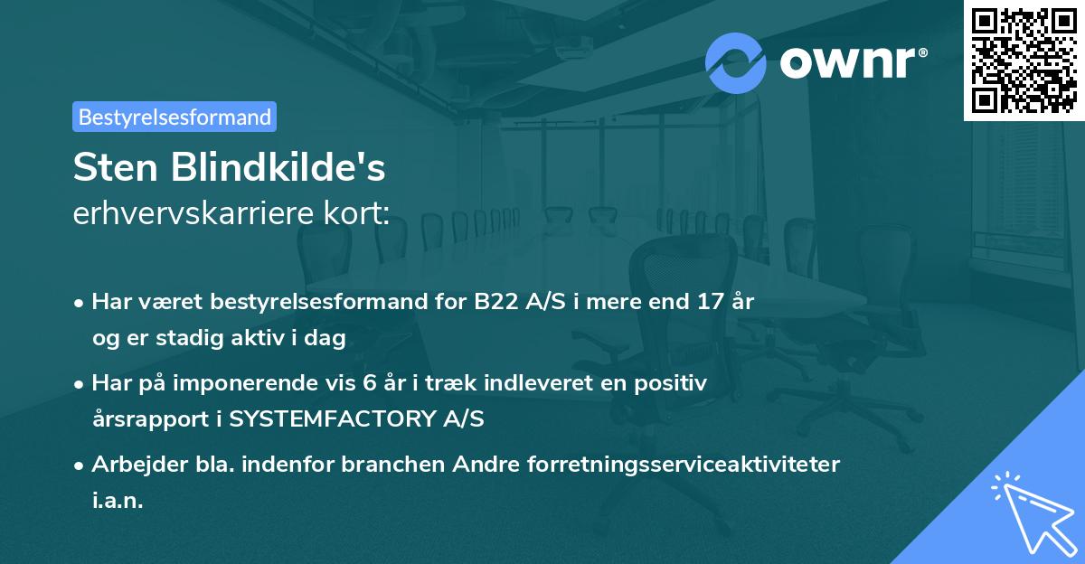 Sten Blindkilde's erhvervskarriere kort