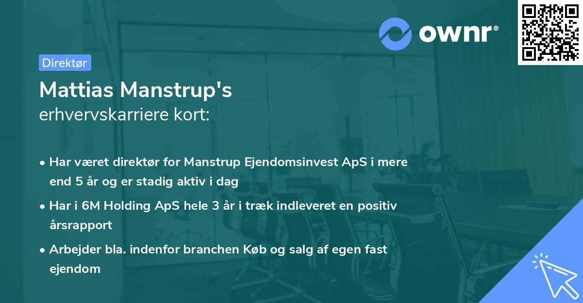 Mattias Manstrup's erhvervskarriere kort