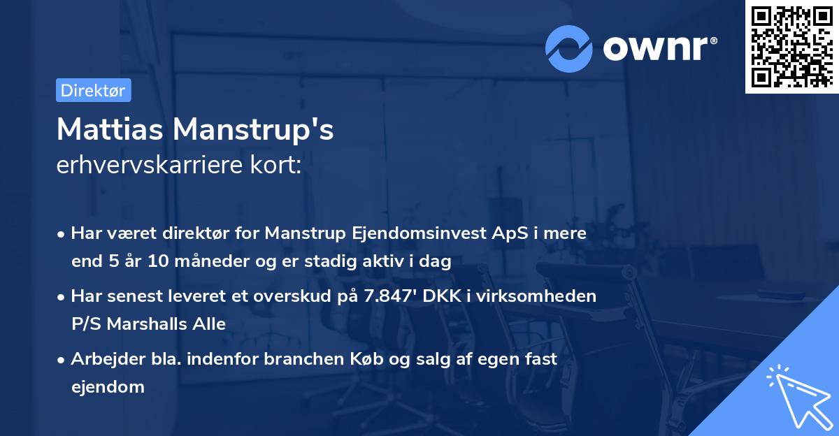 Mattias Manstrup's erhvervskarriere kort
