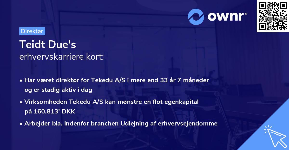 Teidt Due's erhvervskarriere kort