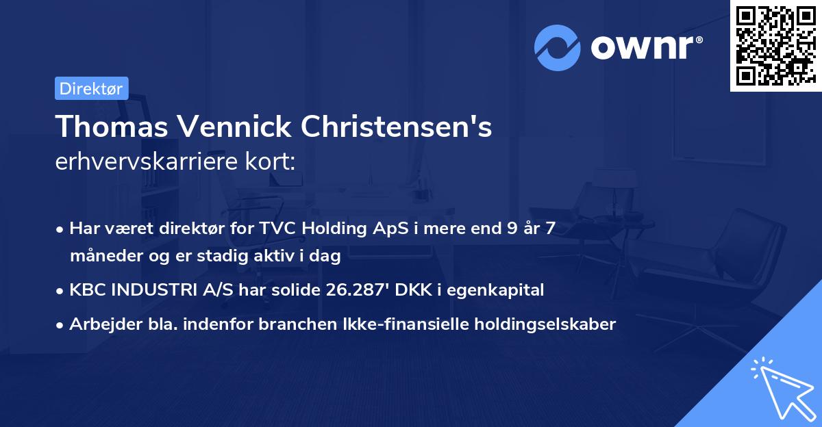 Thomas Vennick Christensen's erhvervskarriere kort