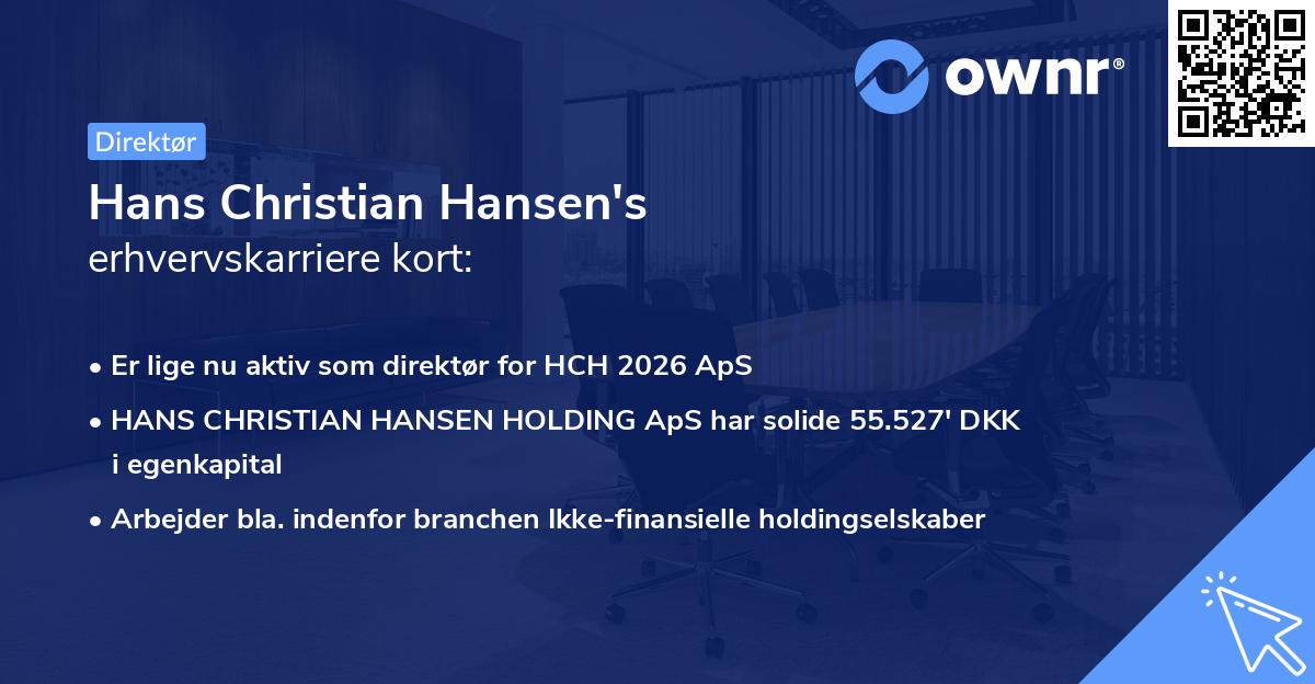 Hans Christian Hansen's erhvervskarriere kort