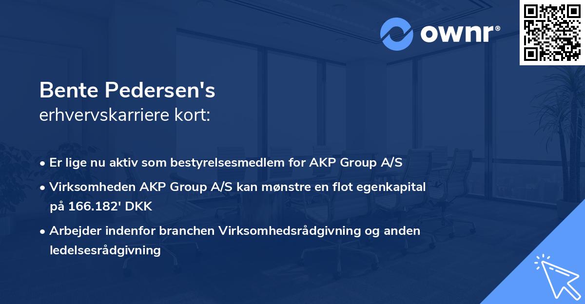 Bente Pedersen's erhvervskarriere kort