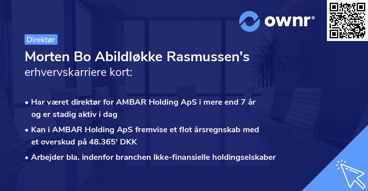 Morten Bo Abildløkke Rasmussen's erhvervskarriere kort