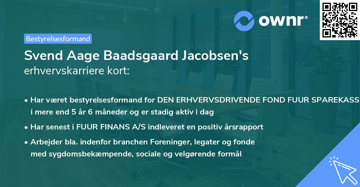 Svend Aage Baadsgaard Jacobsen's erhvervskarriere kort