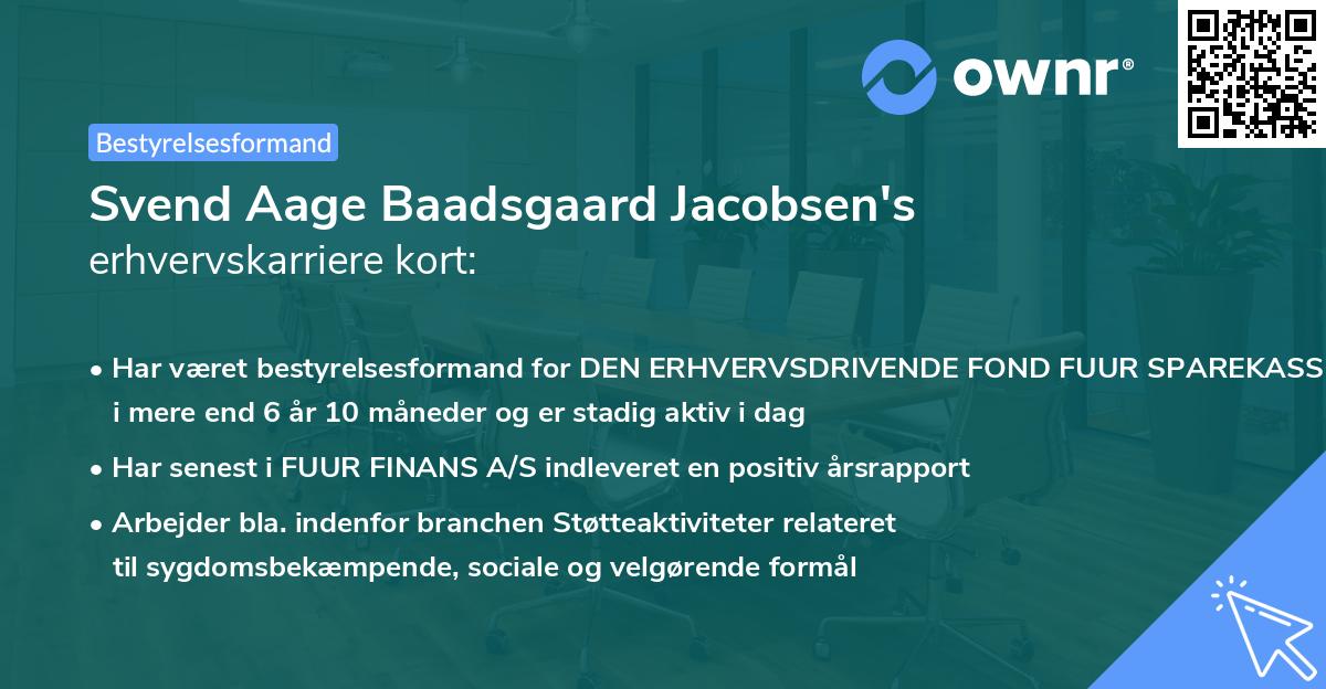 Svend Aage Baadsgaard Jacobsen's erhvervskarriere kort