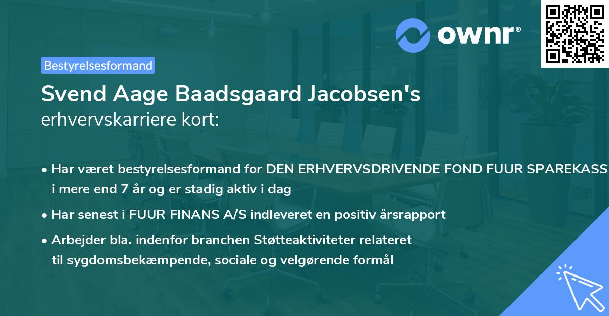 Svend Aage Baadsgaard Jacobsen's erhvervskarriere kort