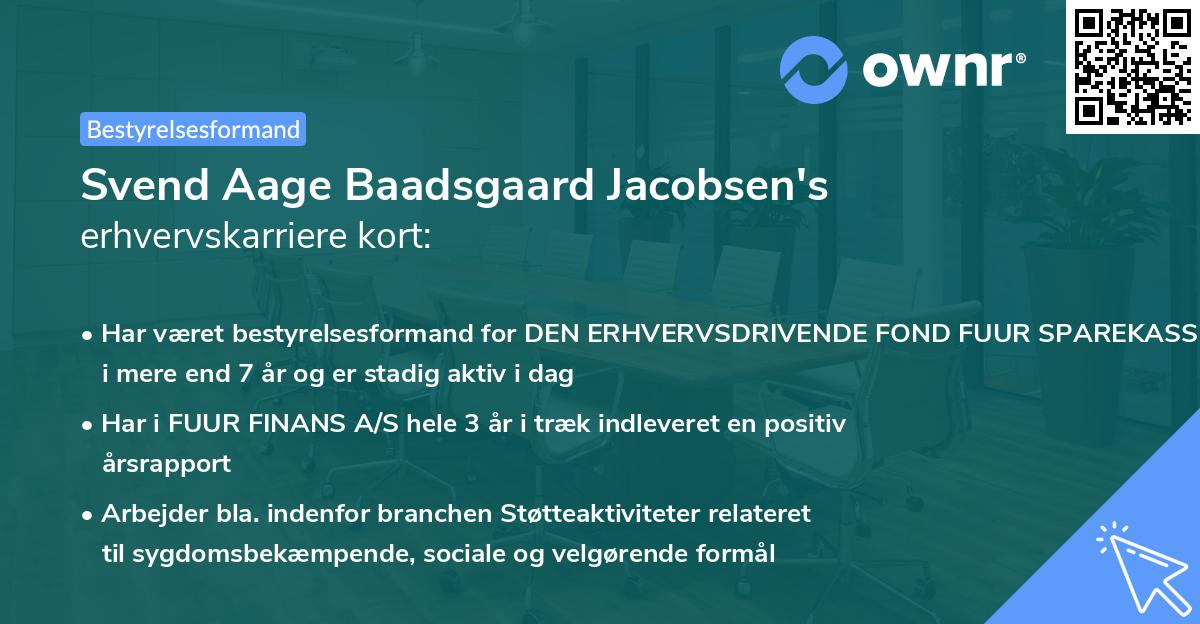 Svend Aage Baadsgaard Jacobsen's erhvervskarriere kort