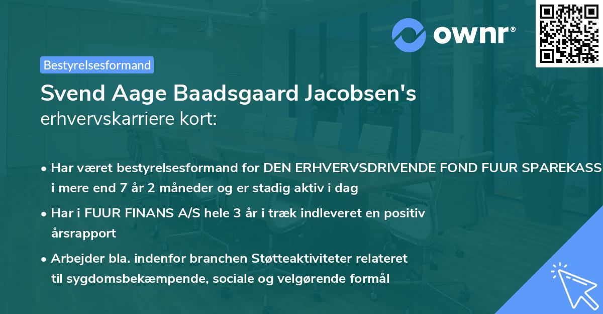 Svend Aage Baadsgaard Jacobsen's erhvervskarriere kort