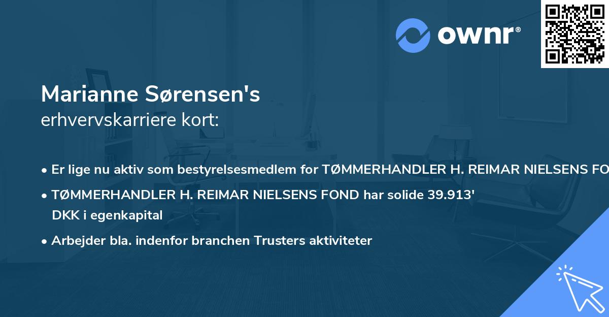 Marianne Sørensen's erhvervskarriere kort