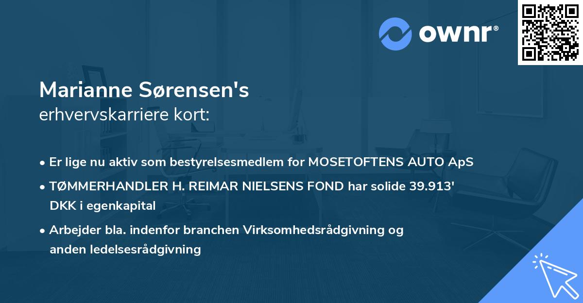 Marianne Sørensen's erhvervskarriere kort