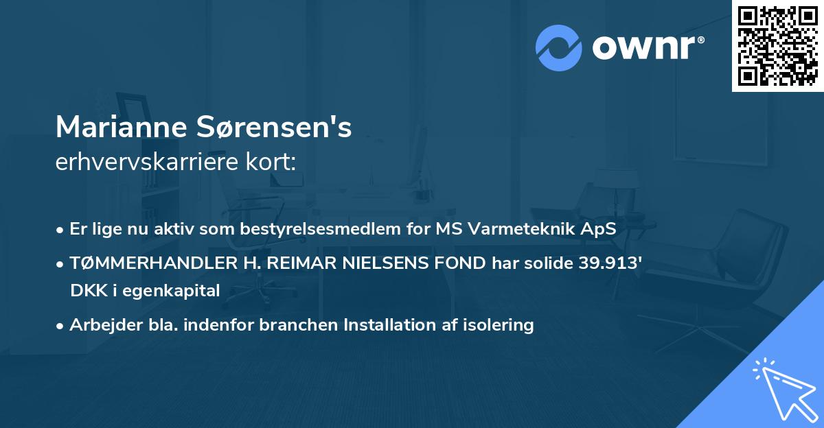 Marianne Sørensen's erhvervskarriere kort