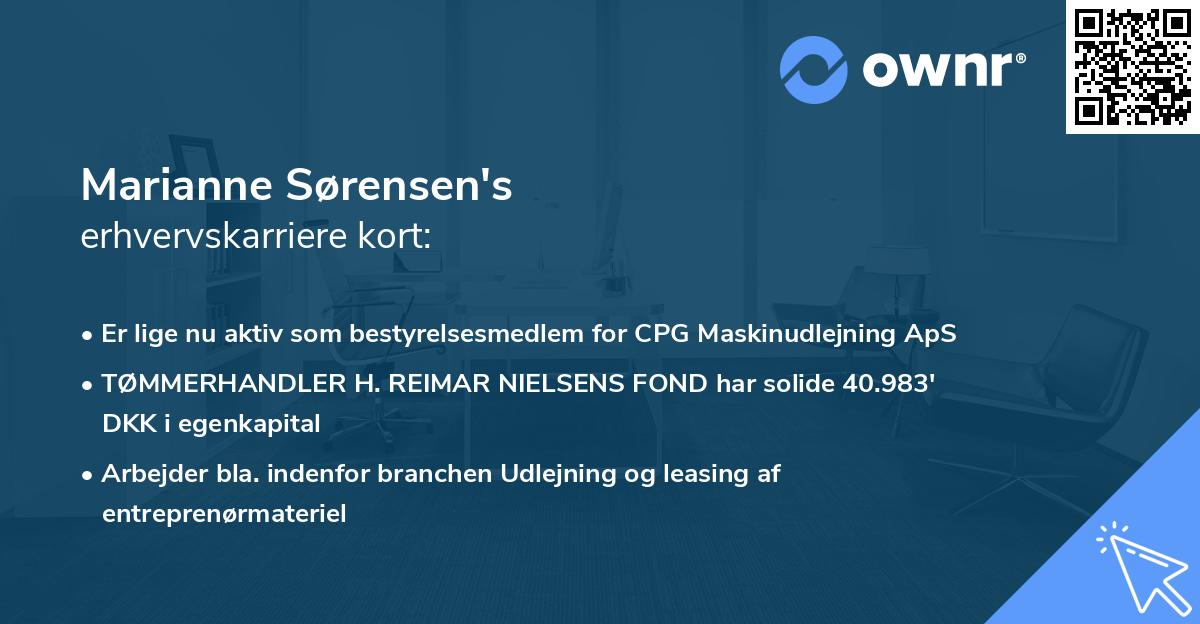 Marianne Sørensen's erhvervskarriere kort