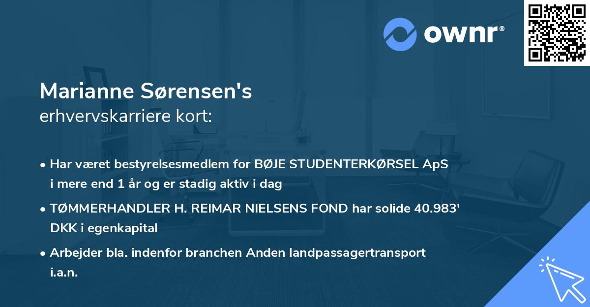 Marianne Sørensen's erhvervskarriere kort