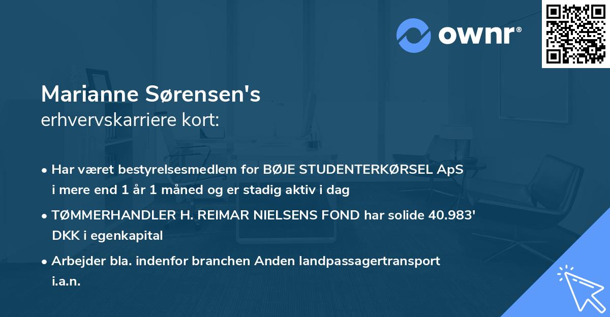 Marianne Sørensen's erhvervskarriere kort