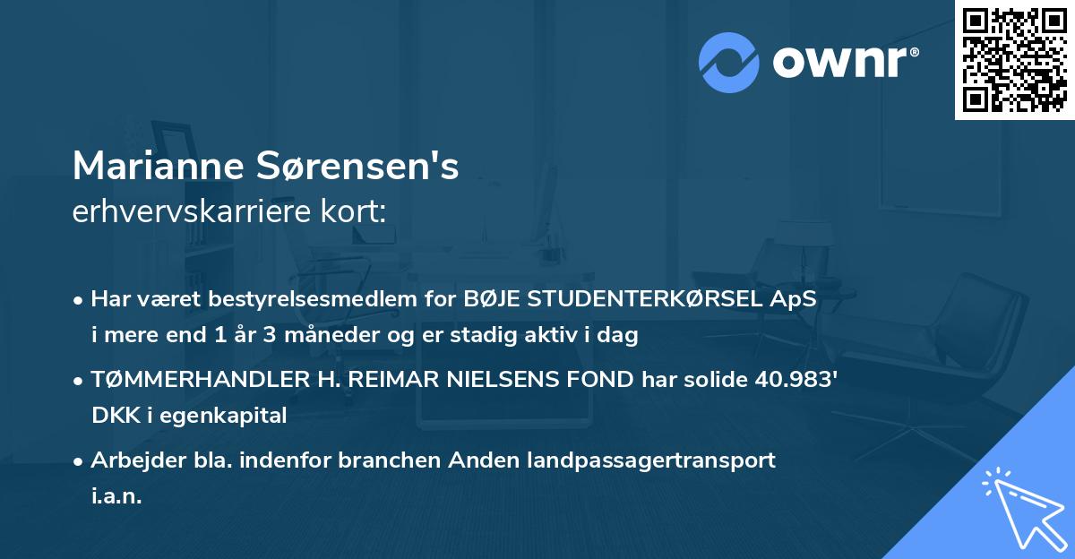 Marianne Sørensen's erhvervskarriere kort