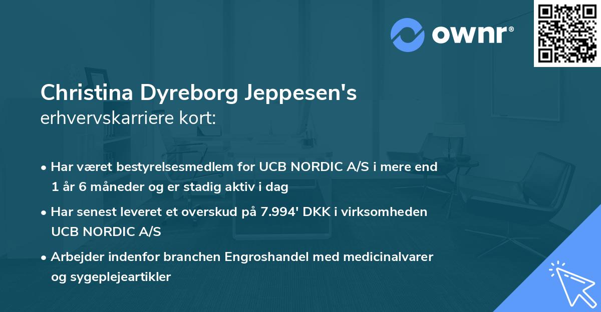 Christina Dyreborg Jeppesen's erhvervskarriere kort