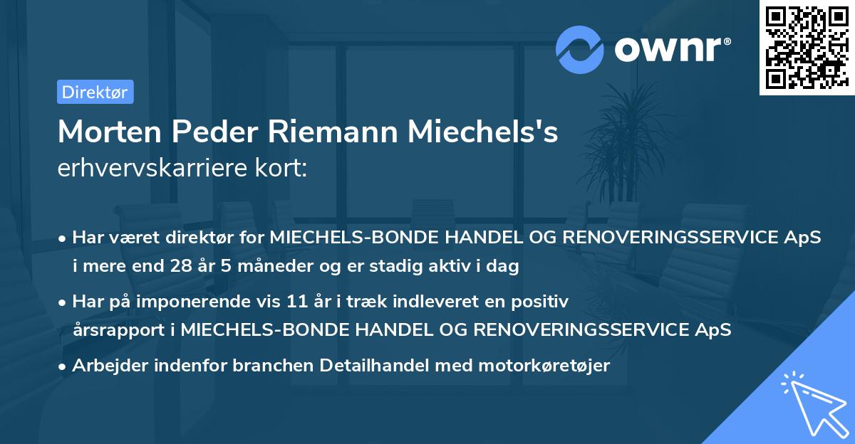 Morten Peder Riemann Miechels's erhvervskarriere kort