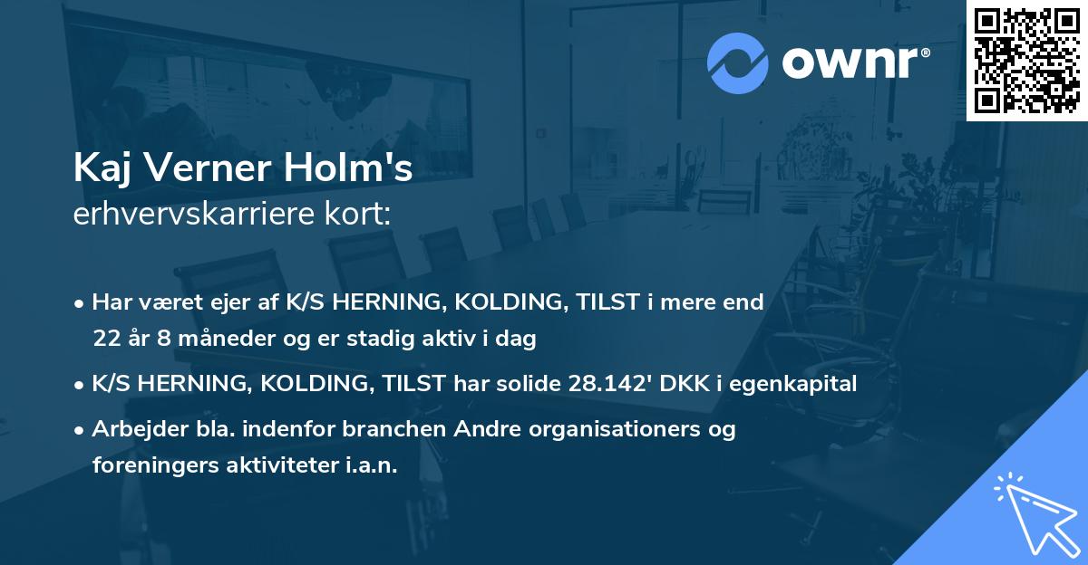 Kaj Verner Holm's erhvervskarriere kort