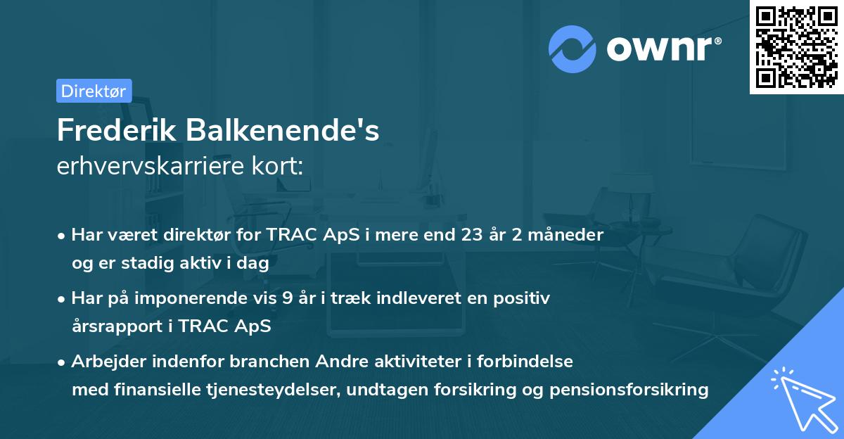 Frederik Balkenende's erhvervskarriere kort
