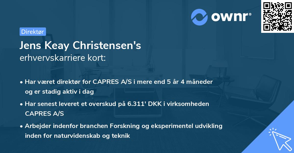 Jens Keay Christensen's erhvervskarriere kort