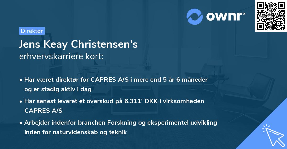 Jens Keay Christensen's erhvervskarriere kort