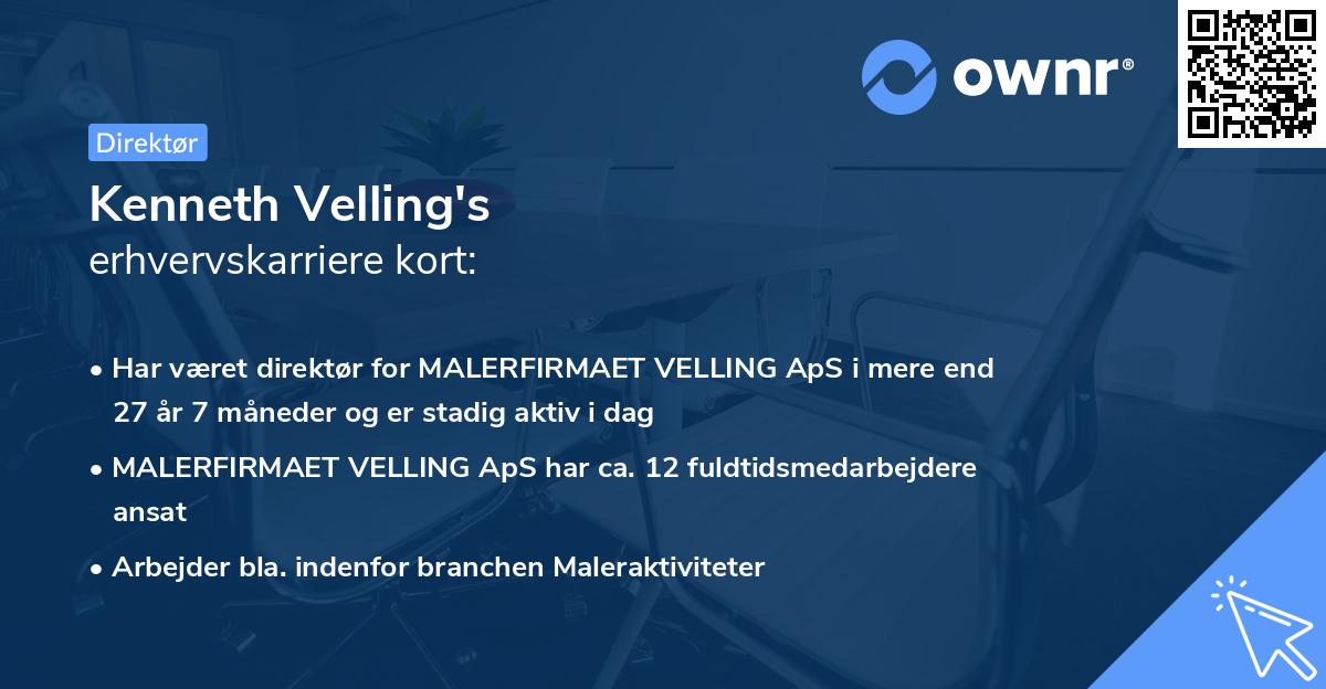 Kenneth Velling's erhvervskarriere kort