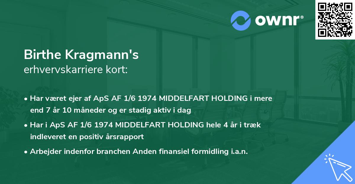 Birthe Kragmann's erhvervskarriere kort