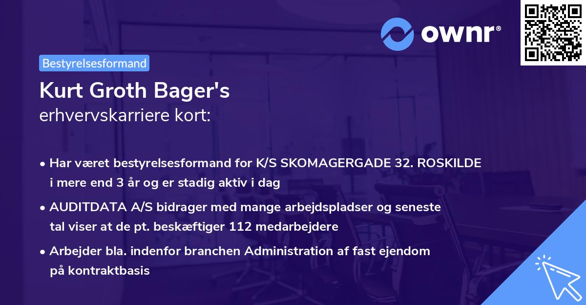 Kurt Groth Bager's erhvervskarriere kort