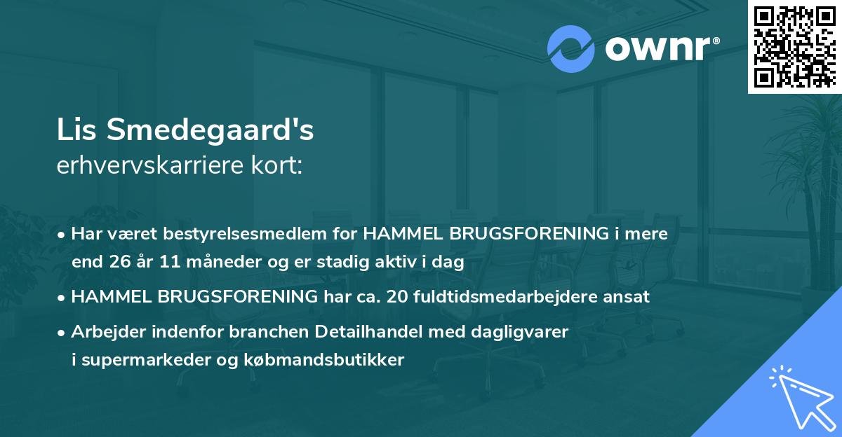 Lis Smedegaard's erhvervskarriere kort