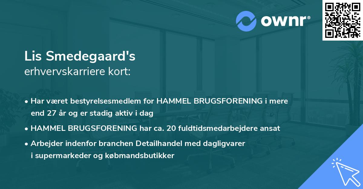 Lis Smedegaard's erhvervskarriere kort