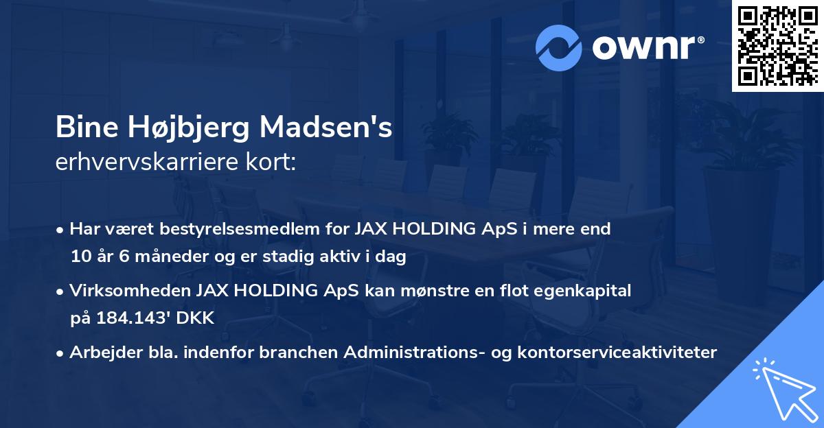 Bine Højbjerg Madsen's erhvervskarriere kort