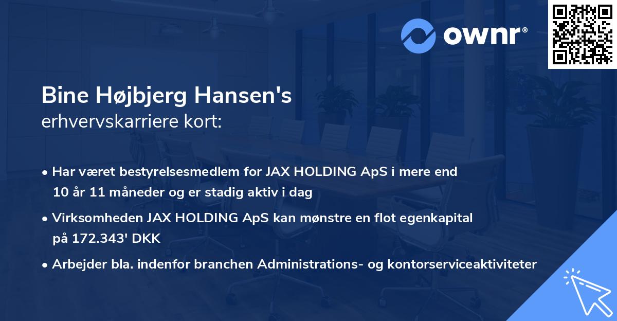 Bine Højbjerg Hansen's erhvervskarriere kort
